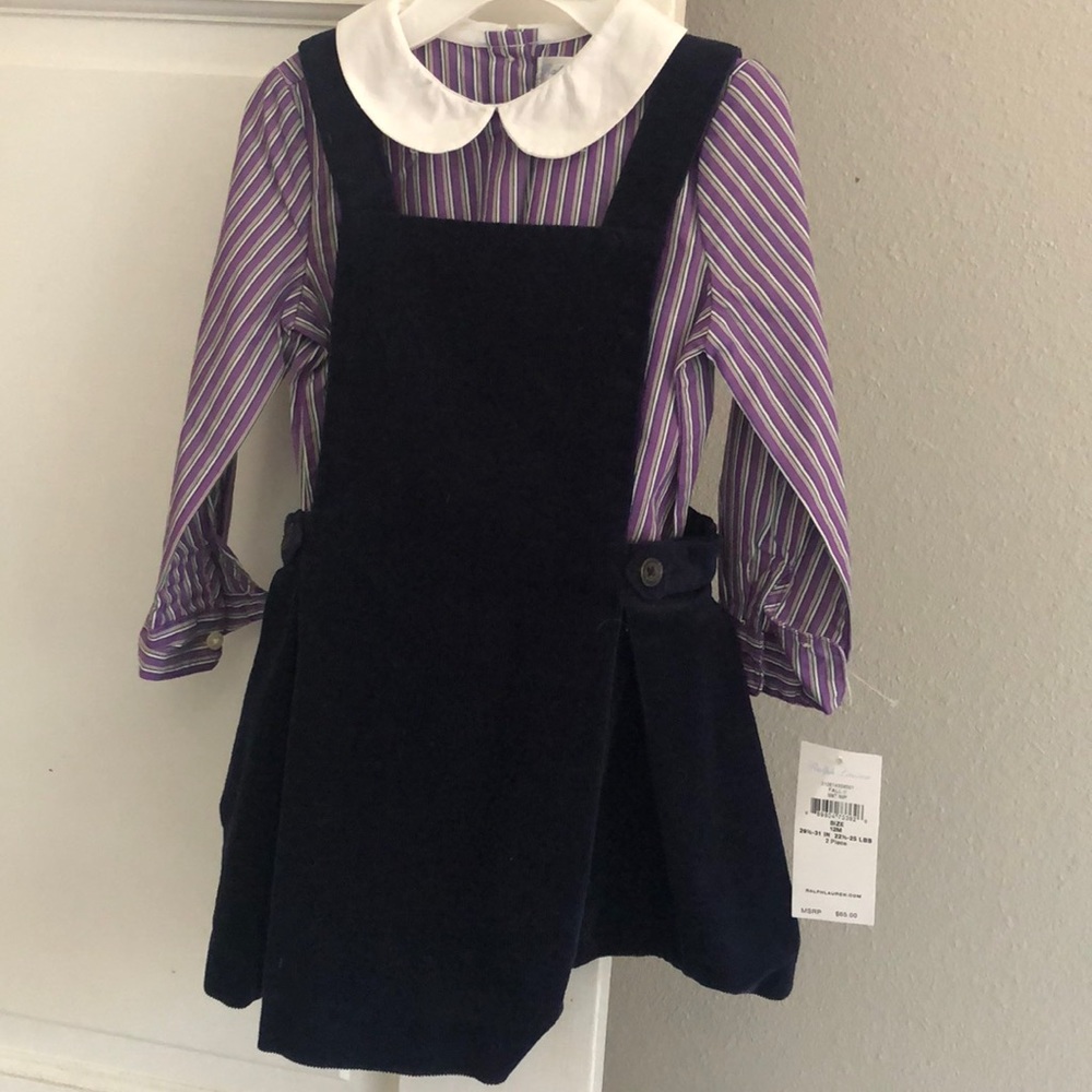 Ralph Lauren 2 piece, corduroy pinafore NWT